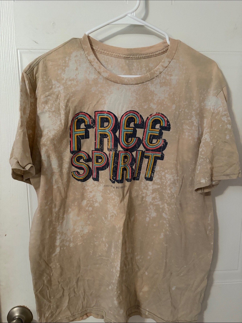 Free Spirit Short Sleeve Tee - Beige Tie-Dye